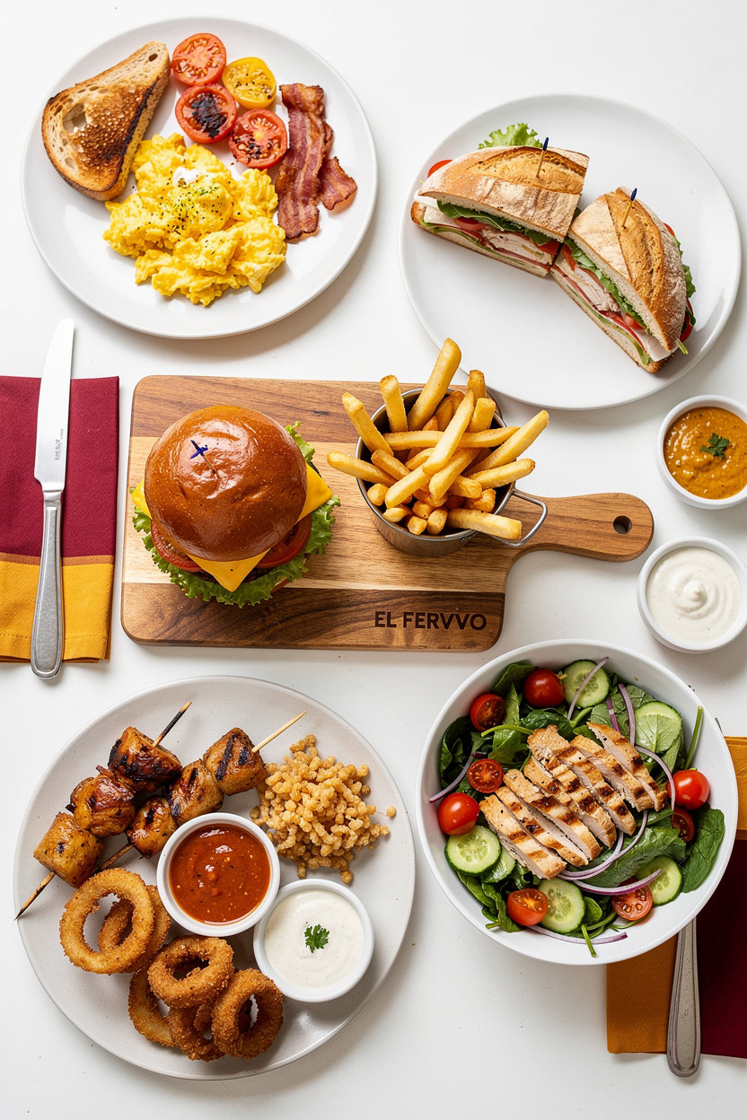 El Fervvo menu highlights - fresh smash burgers, sandwiches, salads & casual dining dishes